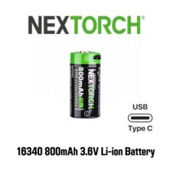 แบตเตอรี่ Nextorch 16340 Li-ion Type-C Rechargeable 3.6V 800mAh