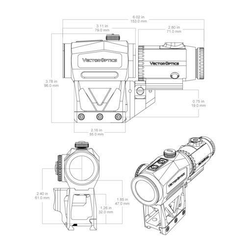 กล้องจุดแดง Vector Optics Scrapper 1x29 & Paragon 3x Magnifier Kit - Image 10