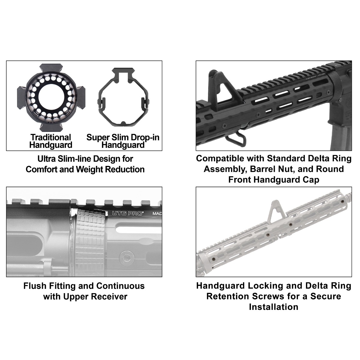 กระโจมมือ UTG Pro® AR15 Super Slim Handguard Carbine-length 15” FSP Cutout - Image 5