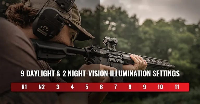 Vortex Triumph Red Dot brightness levels 9 daylight 2 night vision