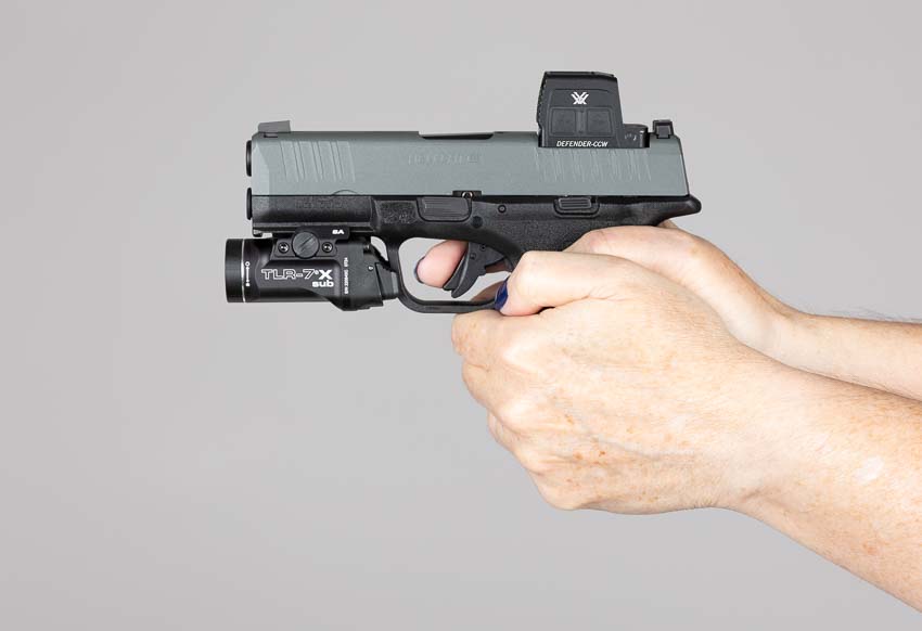 Sight Picture of Defender CCW Enclosed in Tactical Training
