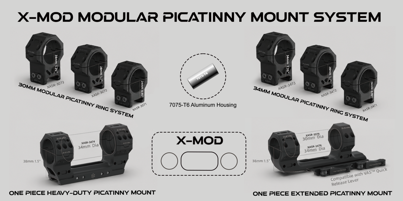แหวน Vector Optics รุ่น X-MOD 1.5'' One Piece Extended Picatinny Mount - Image 2